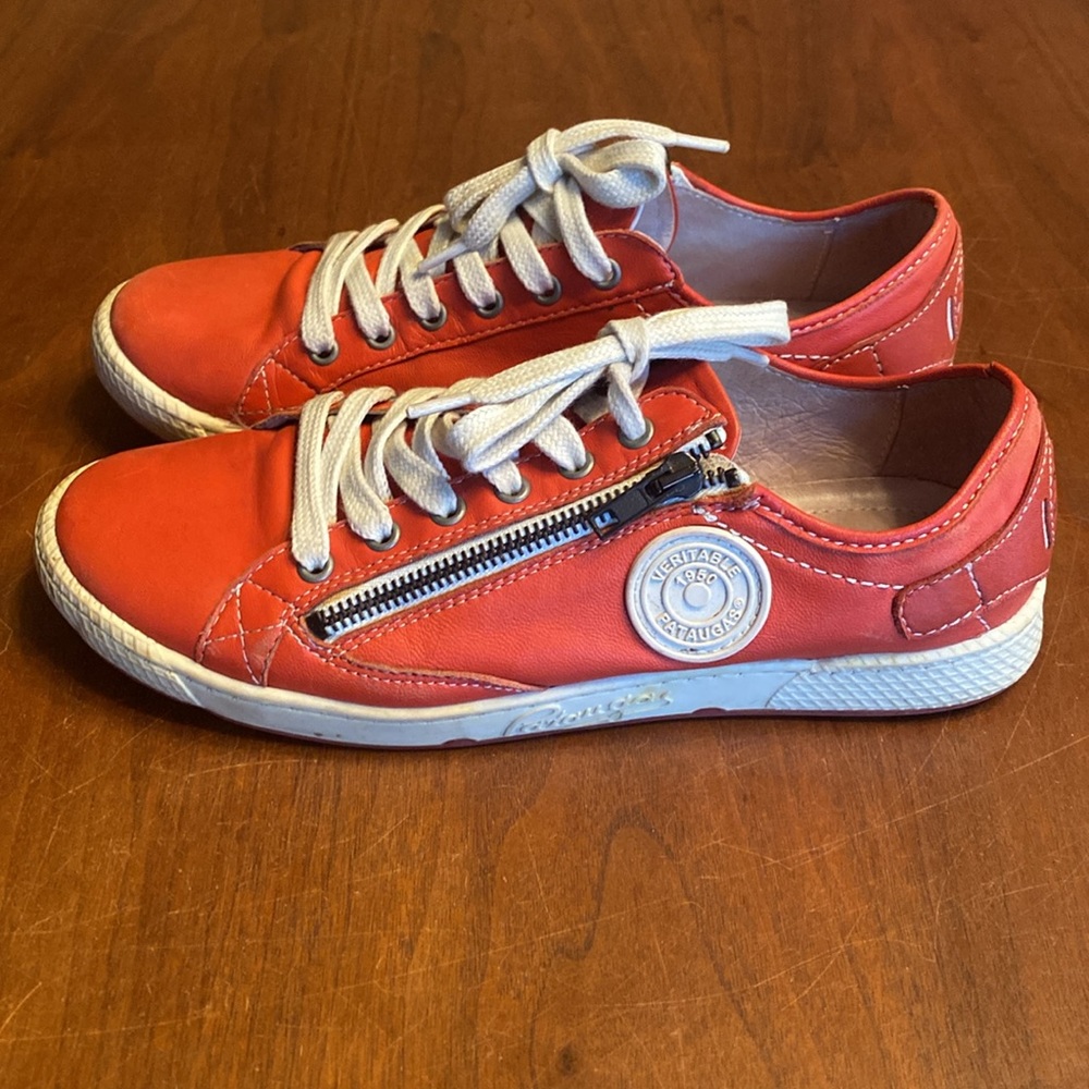 Pataugas Red Leather Sneakers with zipper EU 38